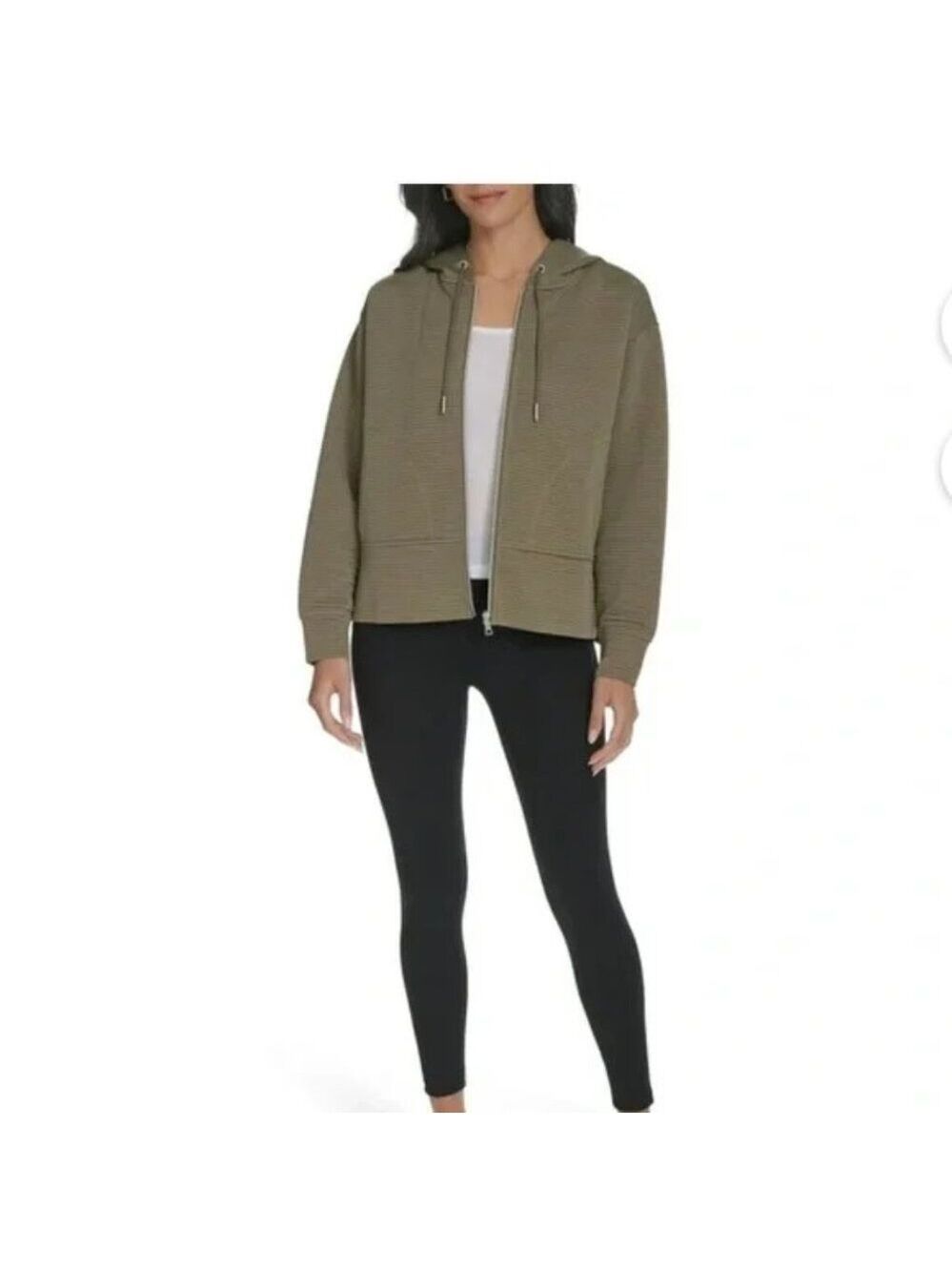 DKNY Women's Full Zip Tech Hoodie Jacket Green Large NWT